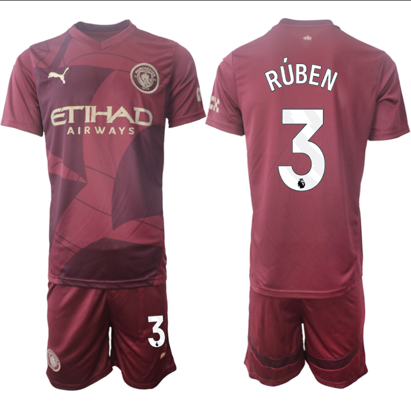 Men 2024-2025 Club Manchester City away red #3 Soccer Jersey->indianapolis colts->NFL Jersey